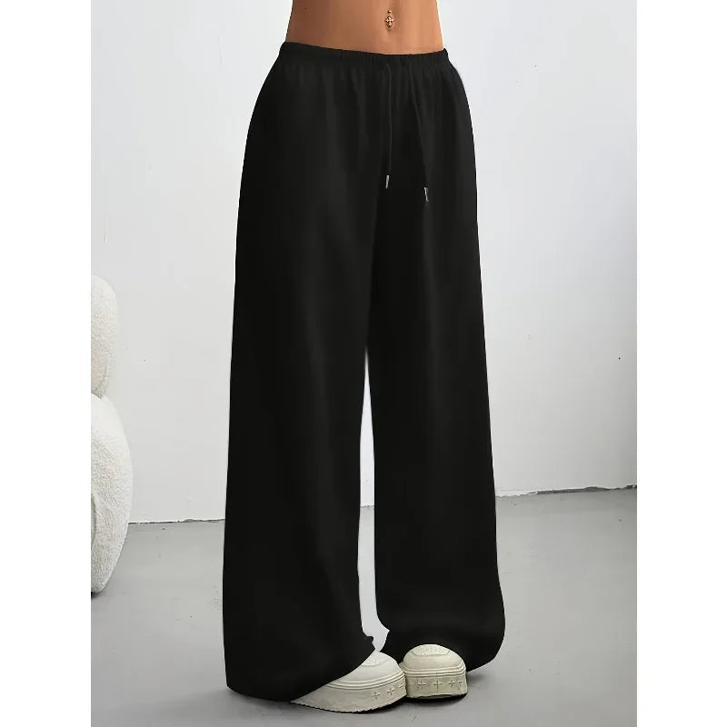 Printemps et automne Style décontracté petit sweat à capuche pantalon droit pantalons décontractés femmes automne et hiver pantalon Baggy